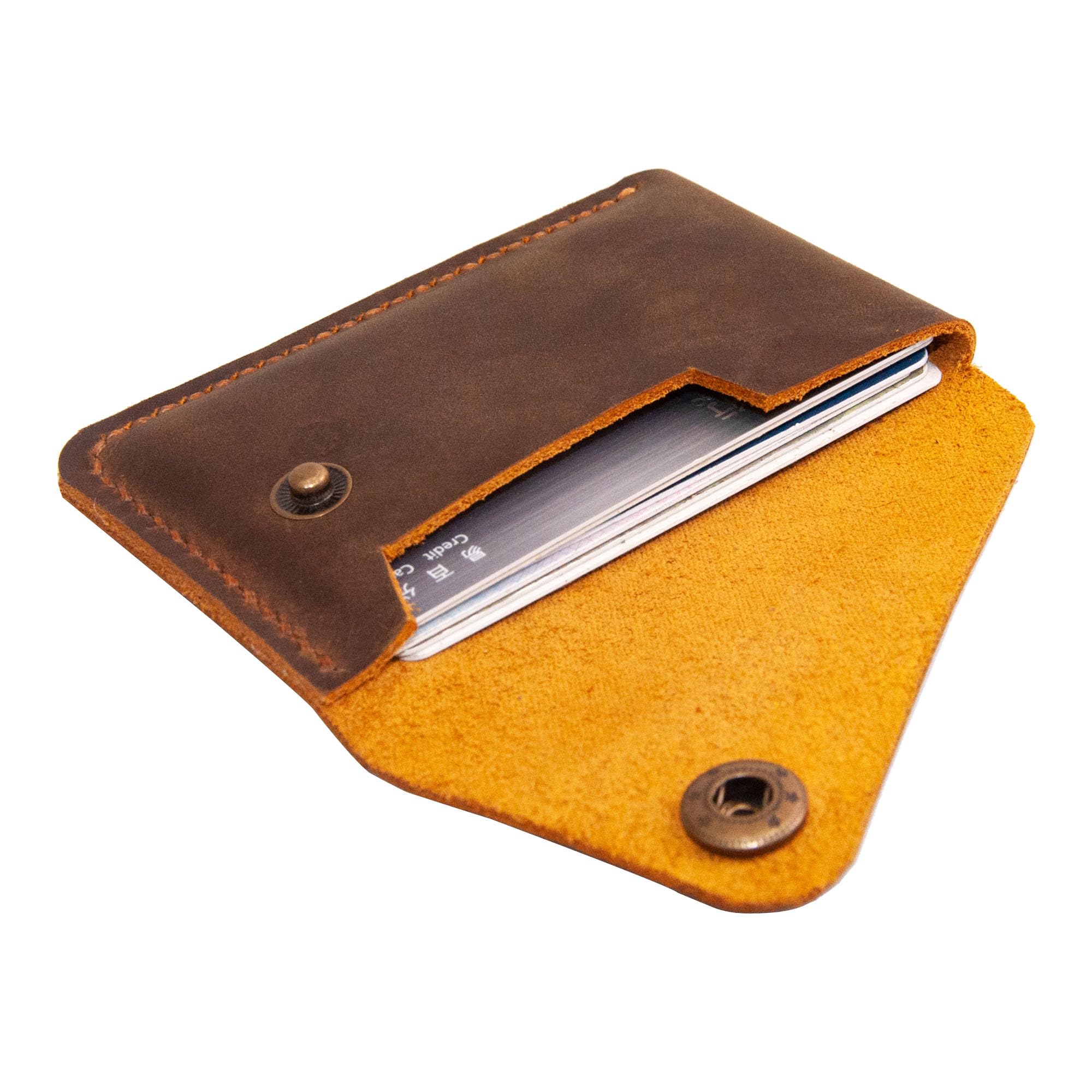 Turbosnail Handmade Leather Card Holder, Brown — gift idea