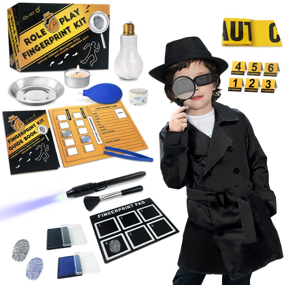 UNGLINGA Spy Kit for Kids, Detective Costume and Fingerprint Set — gift idea