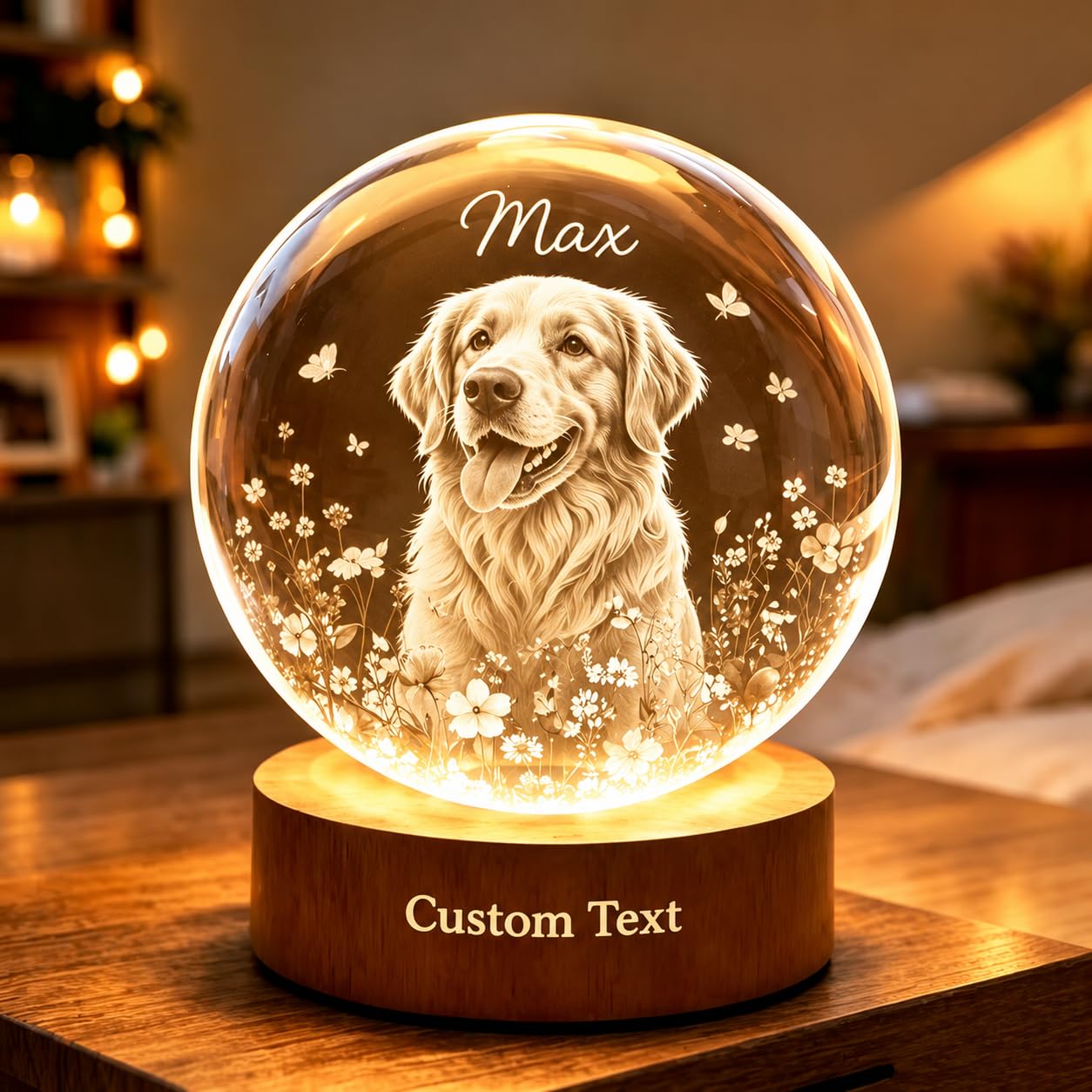 VEELU Pet Photo Crystal Ball Lamp — gift idea