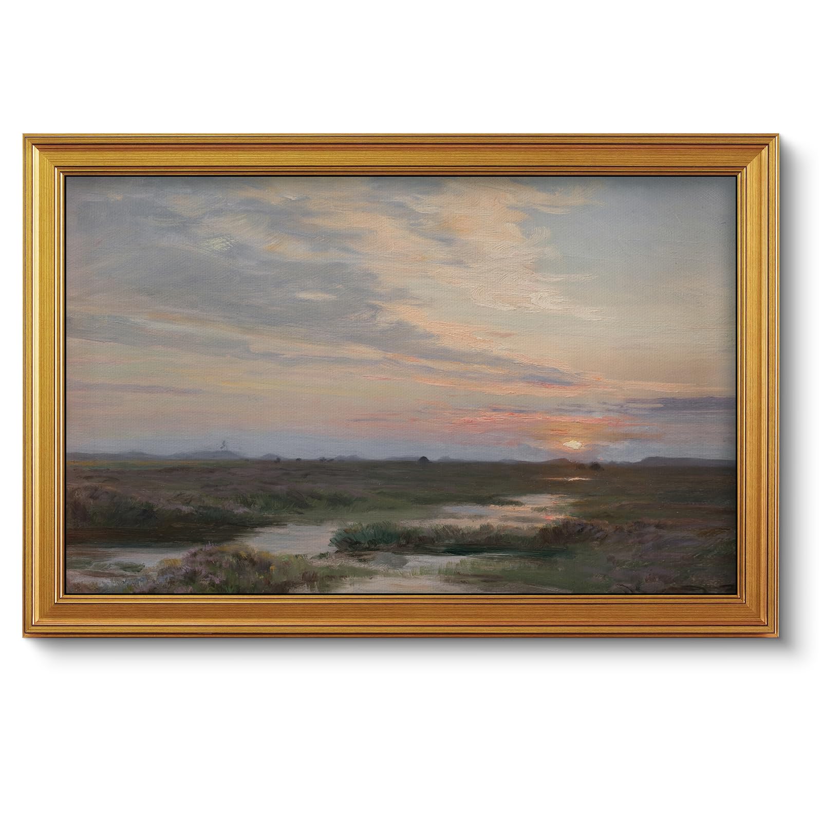 VIYYIEA Gold-Framed Sunset Wetland Canvas Print — gift idea