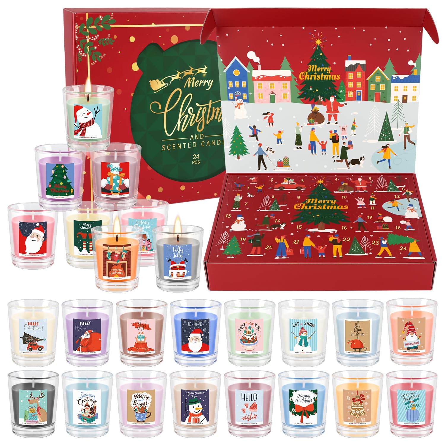 Wfmolcand 2026 Candle Advent Calendar, 24 Mini Soy Candles — gift idea