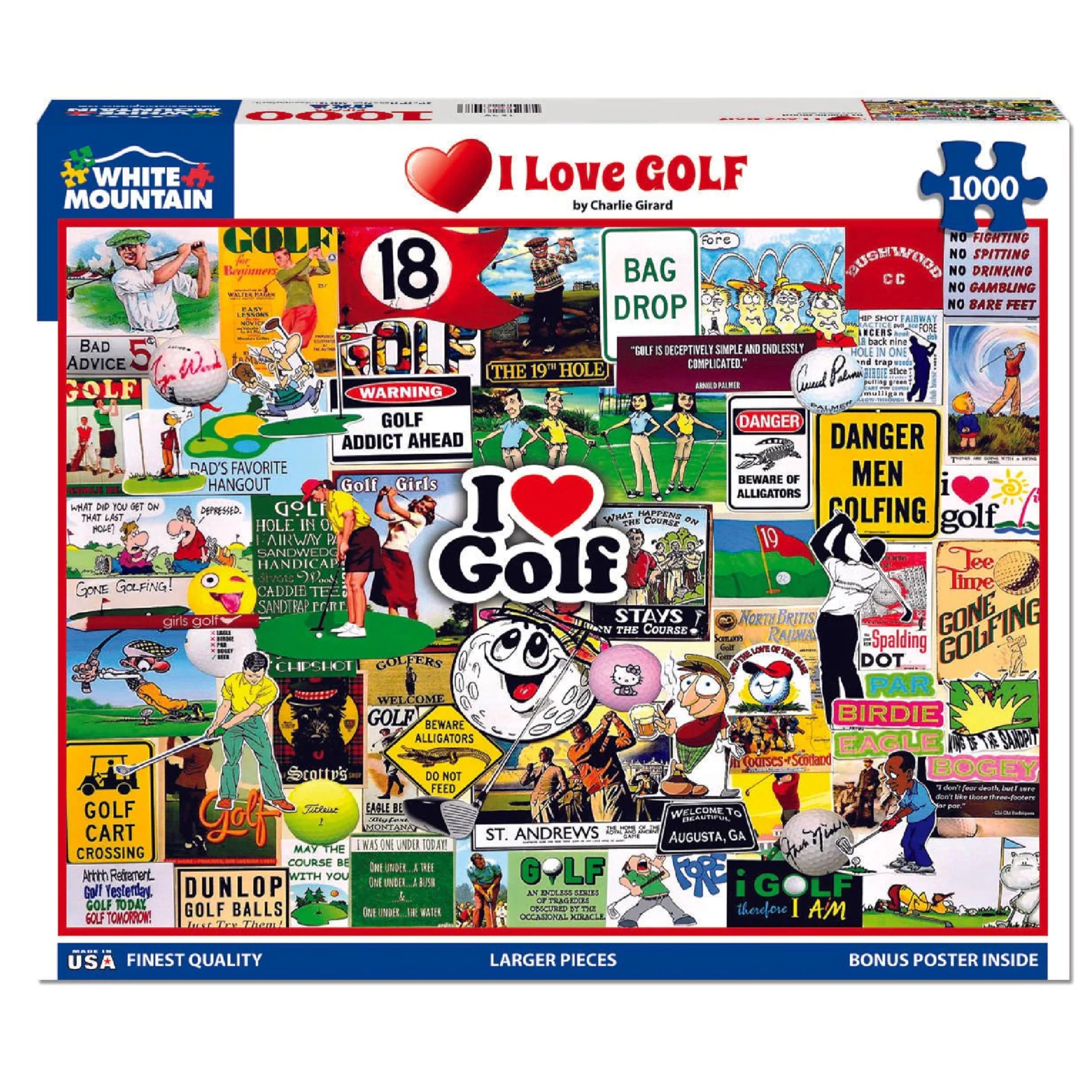 White Mountain I Love Golf 1000-Piece Puzzle — gift idea