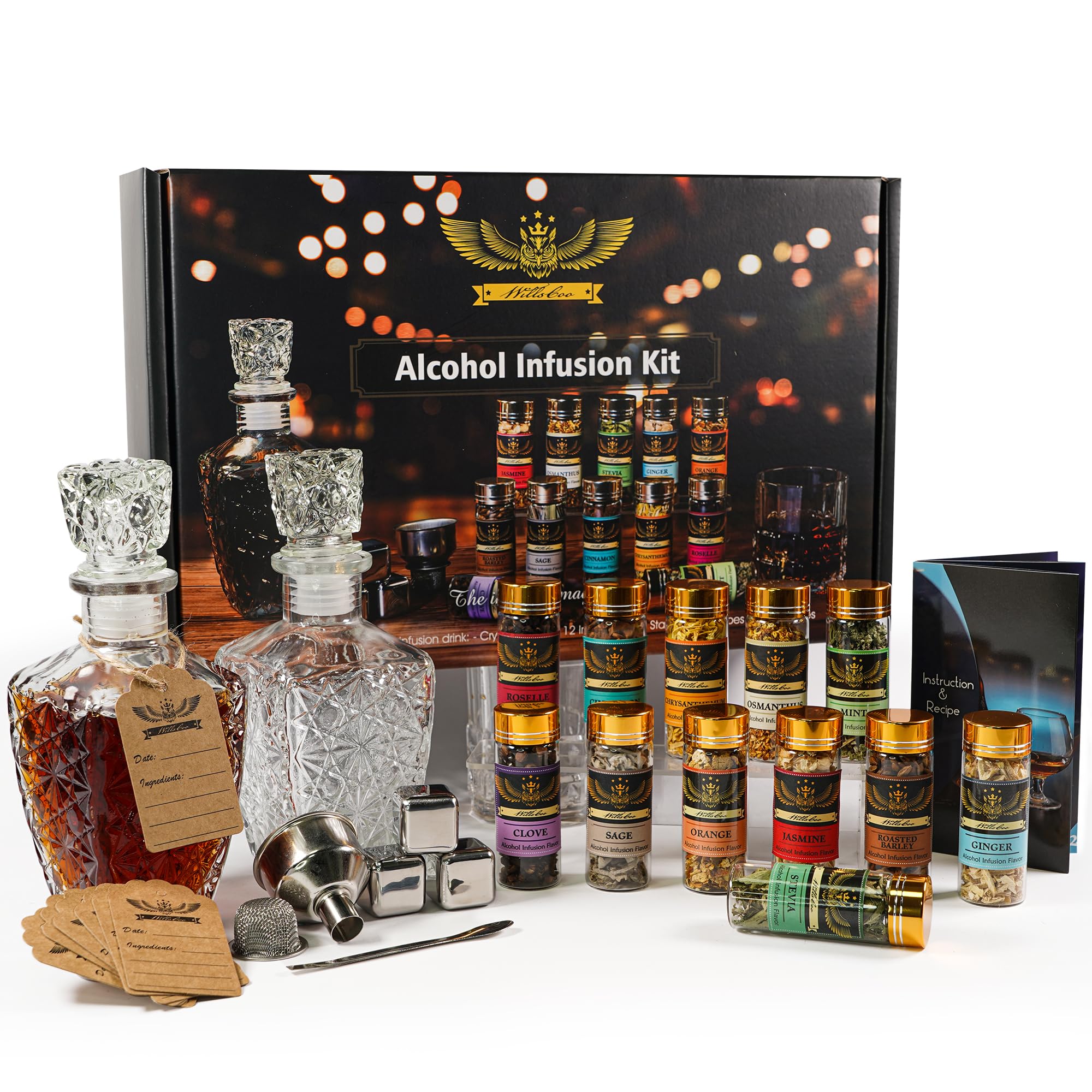 WillsCoo Alcohol Infusion Kit for Infusing Whiskey, Gin, Vodka, Tequila, Rum — funny and quirky gift