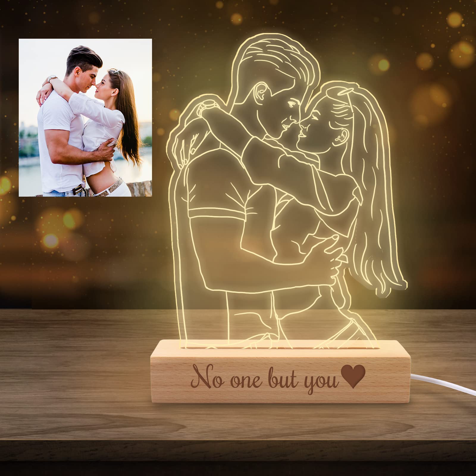 Xiuyours Custom Photo Line-Art Lamp — gift idea