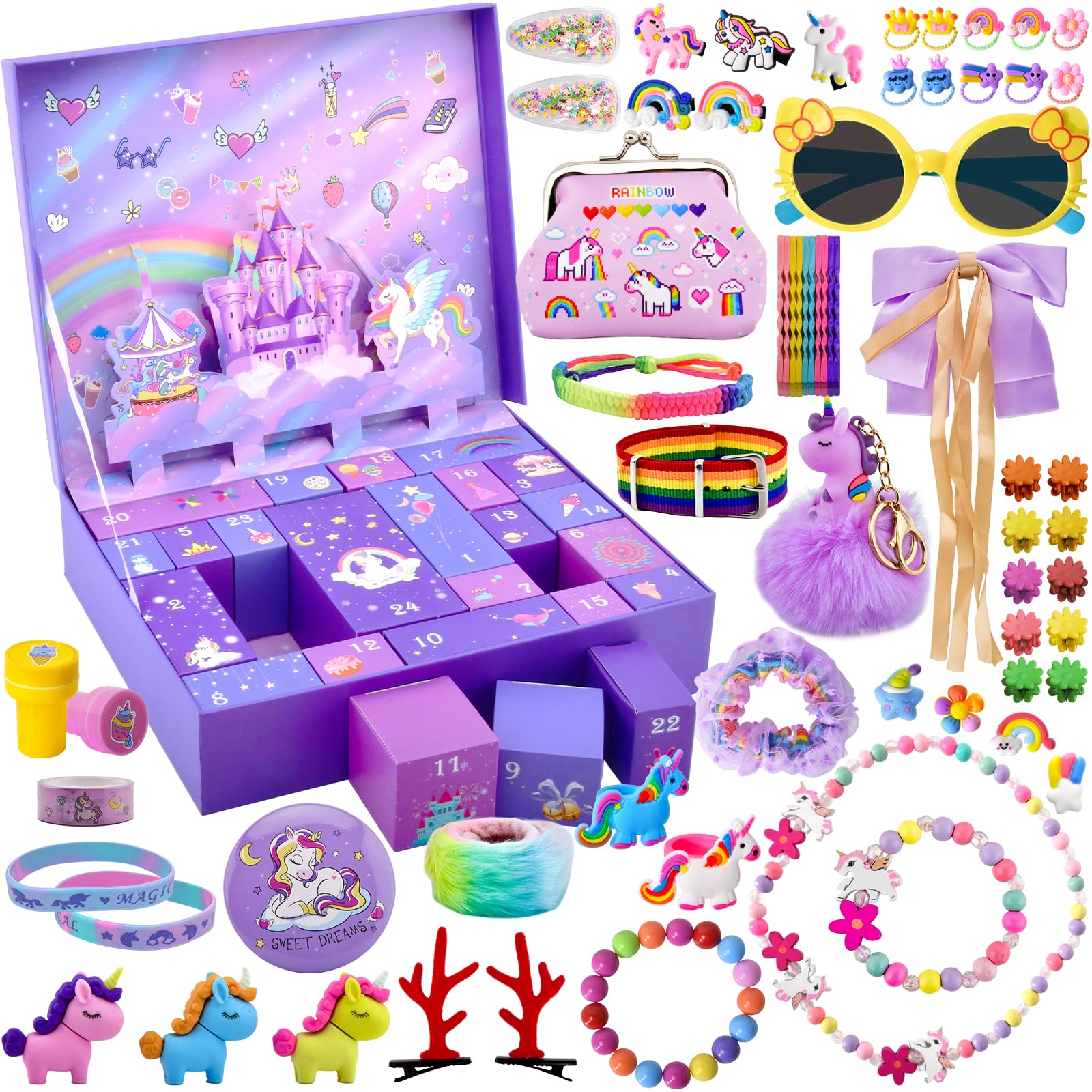ZTBBW Girls Advent Calendar, 24 Jewelry and Hair Accessories