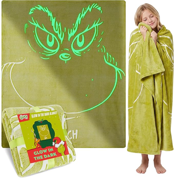 The Grinch Glow-in-the-Dark Throw Blanket — original gift idea