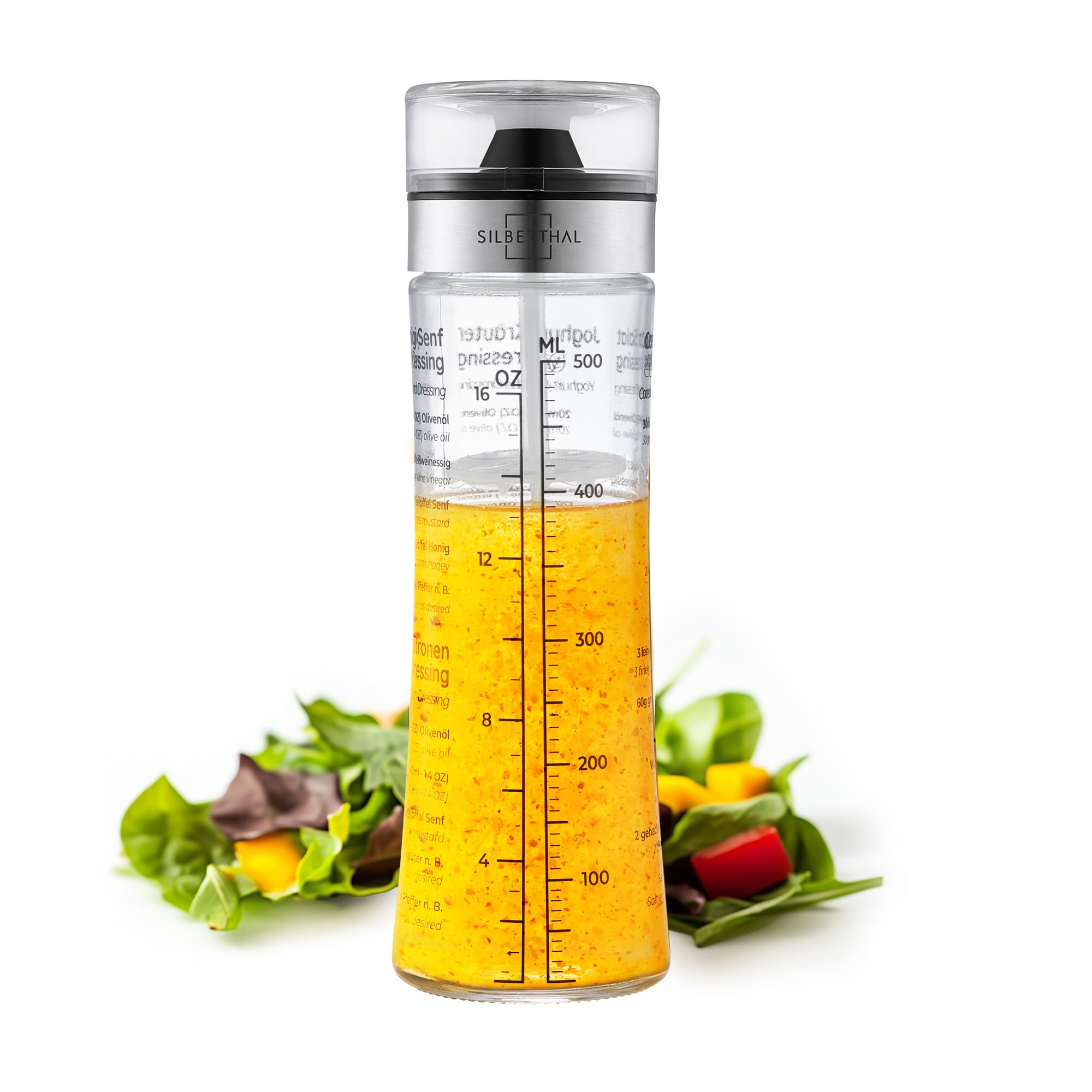Shaker vinaigrette gradué avec recettes — idée cadeau original