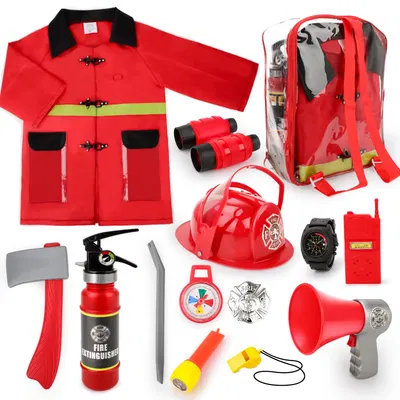 deAO Set De Costume De Deguisement Pompier Avec 14 Accessoires Casq... — idée cadeau
