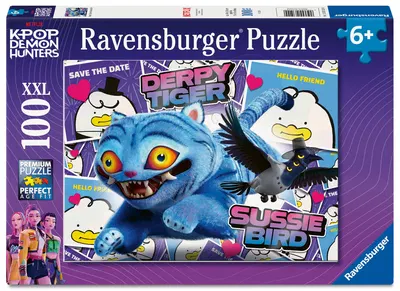 Ravensburger, puzzle 100 pièces XXL KPop Demon Hunters, le duo Derpy et Sussie — idée cadeau