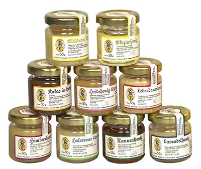Rucher Nordheide, coffret découverte de 9 miels de 50 g — idée cadeau