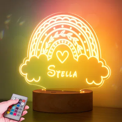 Burst Bird Personalized Name Night Light, Rainbow Cloud