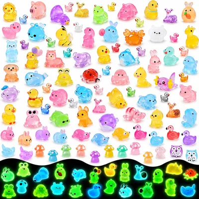 DIYDEC Glow-in-the-Dark Mini Resin Animals, 206 Pieces