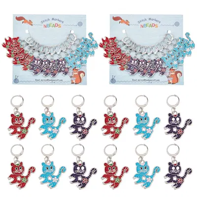 NBEADS Enamel Cat Locking Stitch Markers, 24 Pieces