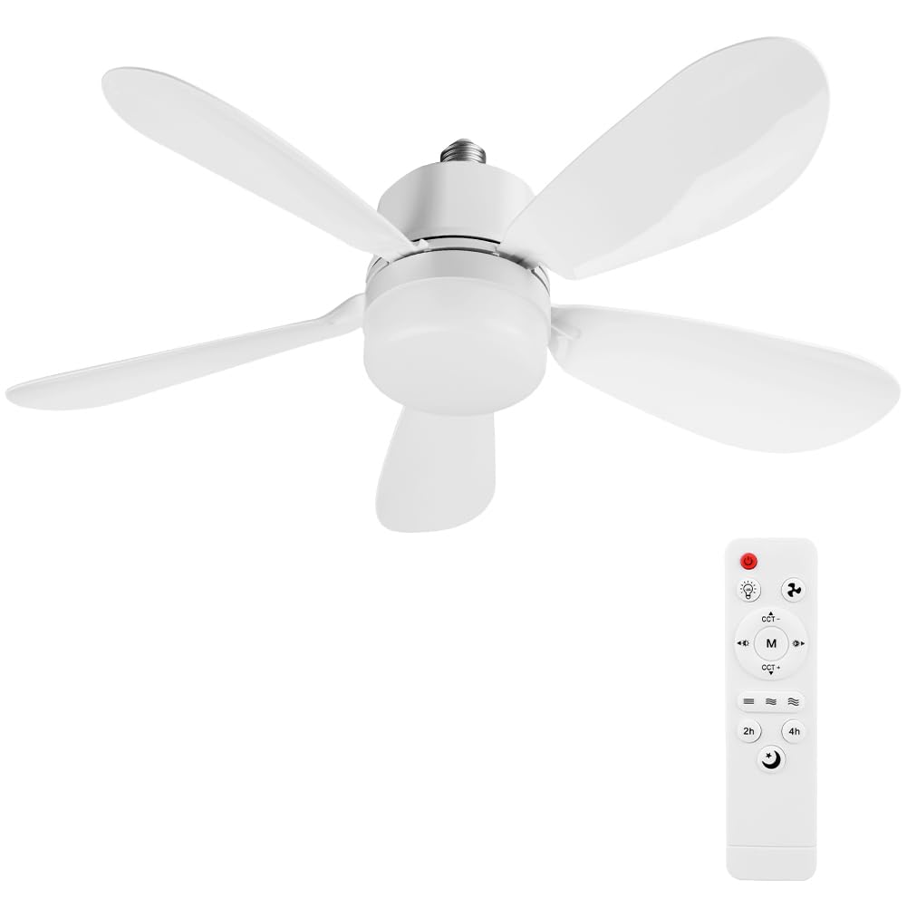 Ventilateur de plafond E27 avec lumière et télécommande — idée cadeau original